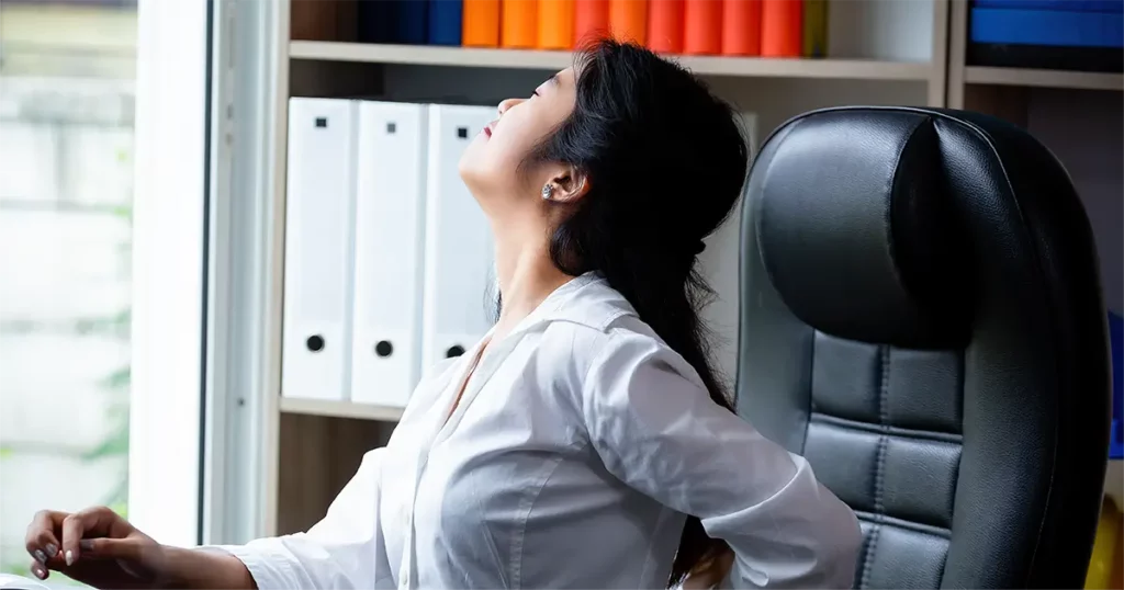 Women stretching her back image