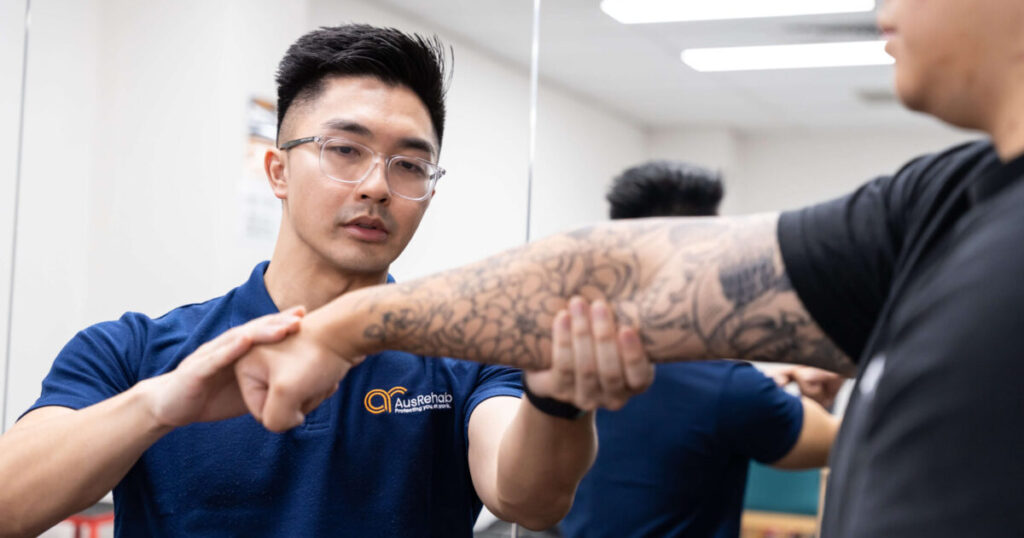 An exercise physiologist is performing functional capacity assessment on an injured worker.