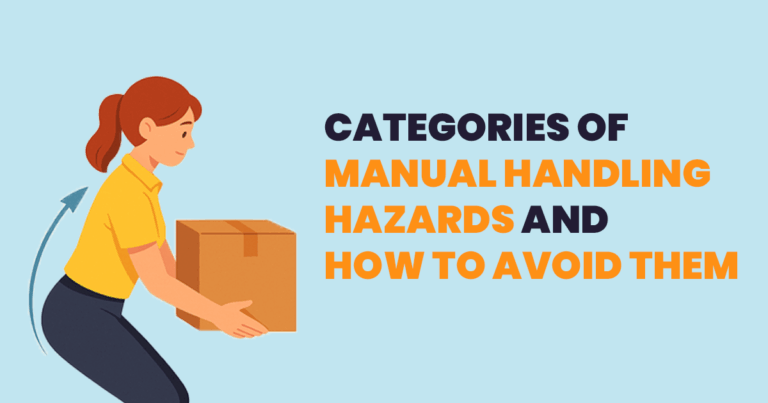 A worker practicing safe manual handling techniques in a training session, to avoid hazardous manual tasks and injuries