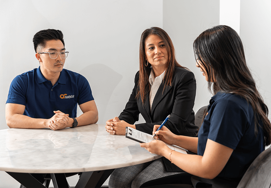 A workplace rehabilitation provider is conducting vocational counselling to support employers and insurer